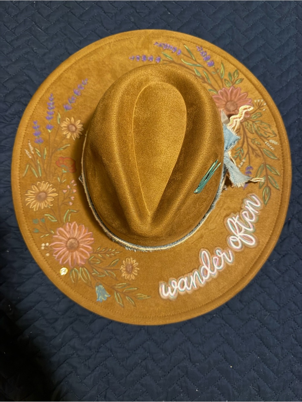 'Wander Often' Wide Brim Vegan Suede Hat
